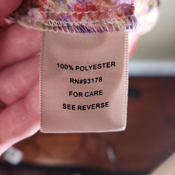 PHILOSOPHY Floral Sheer Blouse SZ M Ditzy Flower Print High-Low Watercolor Sunse - Picture 10 of 10